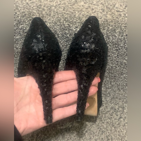 White House Black Market Black Sequin Heels - Picture 4 of 5